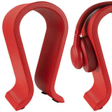 Geekria Vegan Leather Wooden Omega Headphone Stand for Over-Ear Headphones, Gaming Headset Stand, Desk Display Hanger Compatible with Sony, Bose, JBL (Red)