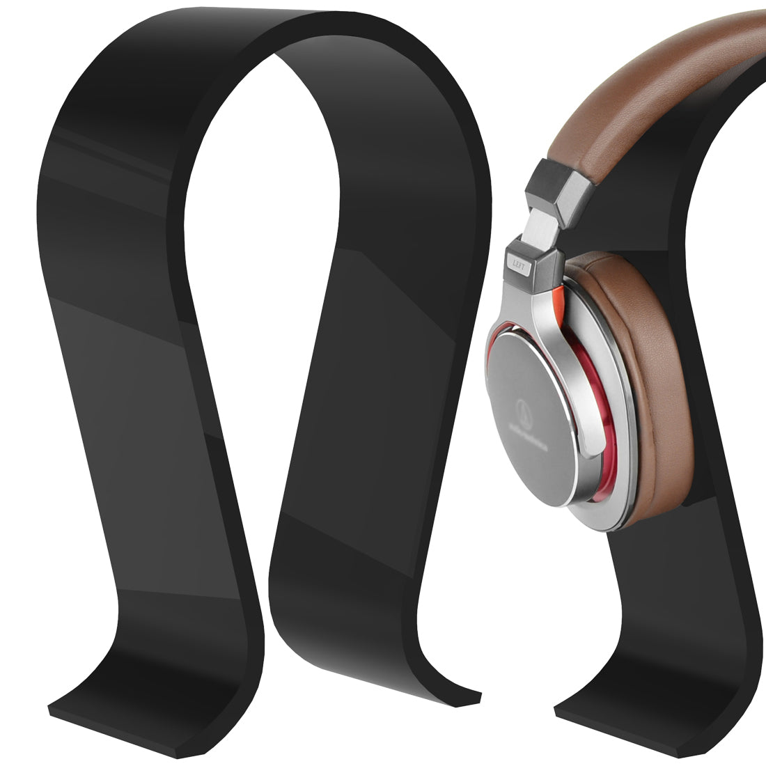 Acrylic Omega Headphones Stand / Headset Holder / Desk Display Hanger, Fit Audio-Technica, Bose QC3, Qc25, QC2, QC15, AE2, AKG, Sennheiser