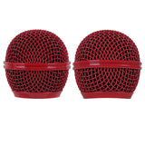 Geekria for Creators Microphone Replacement Grille Compatible with Shure BETA 58A, SV100 Mic Head Cover, Microphone Ball Head Mesh Grill, Capsule Parts, Mic Replacement Parts (Red / 2 Pack)