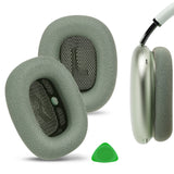 Geekria Comfort Mesh Fabric Replacement Ear Pads Compatible with Apple AirPods MAX (A2096), AirPods MAX2 (A3184) Headphones, Ear Cushions (Green)