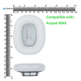 Geekria QuickFit Replacement Ear Pads Compatible with Apple Airpods MAX Headphones Ear Cushions, Headset Earpads, Ear Cups Cover Repair Parts (Silver)