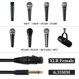 Geekria for Creators 6.35MM (1/4 Inch) to XLR Female Microphone Cable 10 ft / 3 M, Compatible with Shure MV7X, SM57, SM7B, PGA48-QTR, PGA58-QTR, BETA 58A Balanced Mic Cord (Black)