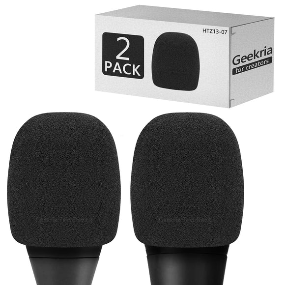 Geekria for Creators Foam Windscreen Compatible with AKG P2, P3S, P5i, C5, D5, D7, DMS100, DMS300 Microphone Antipop Foam Cover, Mic Wind Cover, Sponge Foam Filter (Black / 2 Pack)