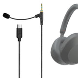Geekria Boom Mic Headphones Cable Compatible with Sony WH-1000XM5, Skullcandy Crusher ANC 2, Beats Solo 4, USB C Jack Replacement Cord with Boom Microphone for Gaming & Meeting (5.6 ft)
