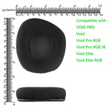 Geekria Comfort Mesh Fabric Replacement Ear Pads for Corsair VOID PRO, Void, Void Pro RGB, Void Pro RGB SE, Void Elite, Void Elite RGB Headphones Ear Cushions, Ear Cups Cover Repair Parts (Black)