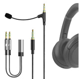 Geekria Boom Mic Headphones Cable Compatible with Sony WH-1000XM6 WH-1000XM5 WH-1000XM4 ULT Wear, 3.5mm Jack Nylon Braided Replacement Cord with Boom Microphone for Gaming & Meeting (5.6ft)