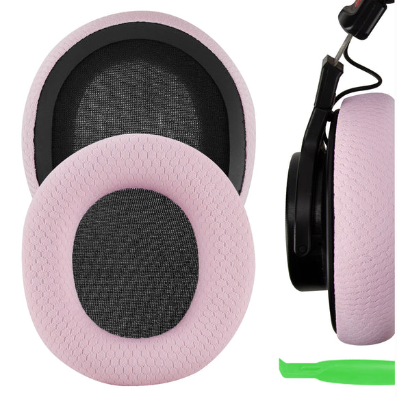 Geekria NOVA Mesh Fabric Replacement Ear Pads for SONY MDR-7506, MDR-V6, MDR-V7, MDR-CD900ST Headphones Ear Cushions, Headset Earpads, Ear Cups Cover Repair Parts (Pink)