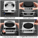 Geekria Computer Chassis Stand, Aluminum Chassis Case, Compatible with Apple 2024 Mac Mini Desktop Computer, 2024 Mac Mini M4 / M4 Pro Desktop Stand - Accessories (Silver)