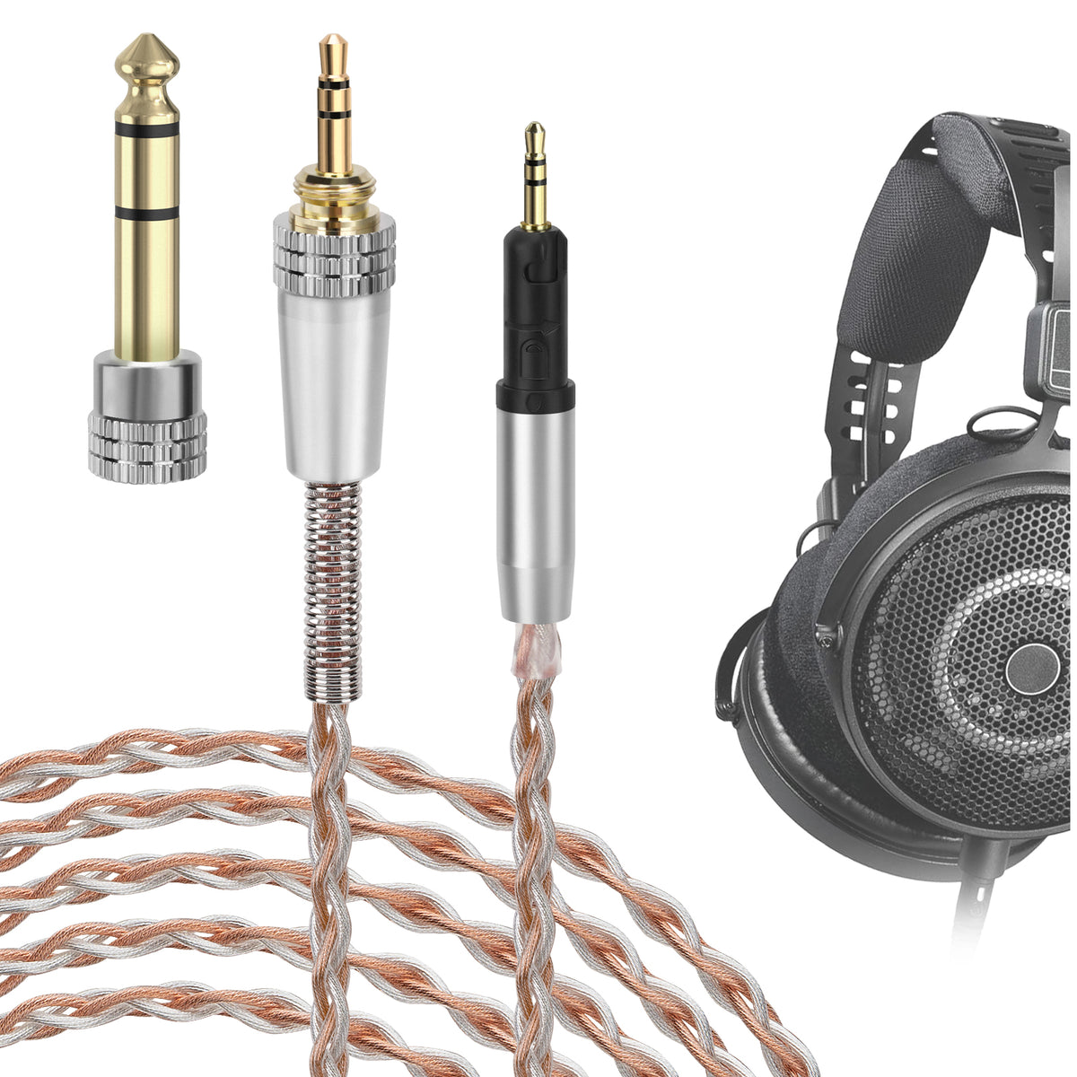 Geekria Apollo Silver-Plated Upgrade Audio Cable Compatible with ATH-R
