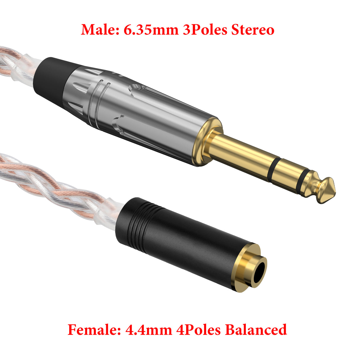 RS PRO Male 6.35mm Stereo Jack to Male 6.35mm Stereo Jack Aux