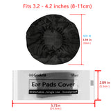 Geekria 100 Pairs Individually Wrapped Disposable Headphone Covers, Compatible with Over-Ear and MRI Headsets, Stretchable Sanitary Ear Pads (M, Black)