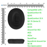 Geekria Comfort Velour Ear Pads for Bose QCSE QC45, QC35, QC35 ii, QC35 ii Gaming, QC15 QC25, AE2, AE2i, AE2w, SoundTrue, SoundLink AE, New Quietcomfort Ear Cups Cover Repair Parts (Black)