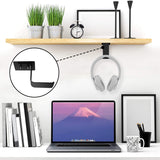 Geekria Headphone Wall Mount Aluminum Headset Holder, Gaming Headset Headphone Hook Holder, Headphone Stand Hanger Wall Mount Under Desk for All Headphones Size (2Pcs / Z / Black)
