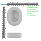 Geekria Comfort Mesh Fabric Replacement Ear Pads for JBL Live 650 BTNC, Lifestyle E65BTNC, Duet NC, Live 660 BTNC Headphones Ear Cushions, Repair Parts (Grey)