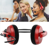 Geekria USB Headset with Mic and Mute Option, Wired Headphone for PC, Laptop, Tablet, Computer Headset with Noise Cancelling Microphone, All Day Comfort for Meetings, Call Center, School (Red)
