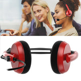Geekria USB Headset with Mic, Mute Button Volume Control, Lightweight Wired Computer On-Ear Headphones with Boom Microphone and Detachable 3.5mm Plug for Call Center, Office, School (Red)