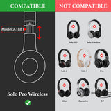 Geekria QuickFit Replacement Ear Pads for Beats Solo Pro (A1881) Headphones Ear Cushions, Headset Earpads, Ear Cups Cover Repair Parts (Ivory)