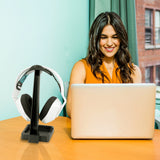 Geekria TPU Headphones Stand for Over-Ear Headphones, Gaming Headset Holder, Desk Display Hanger with Solid Heavy Base Compatible with Sennheiser 202 II, HD598, Sony MDR7506 (Black)