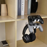 Geekria 3-in-1 PC Gaming Headset&Controller Holder, Under-Desk Headphone Stand Mount Holder with 360° Rotation Adjustable, Compatible with Bose, Sony, AKG, JBL, Sennheiser, B&O (White)