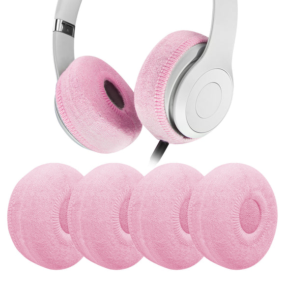 Geekria 2 Pairs Flex Fabric Headphones Ear Covers, Washable & Stretchable Sanitary Earcup Protectors for On-Ear Headset Ear Pads, Sweat Cover for Warm & Comfort (S / Pink)