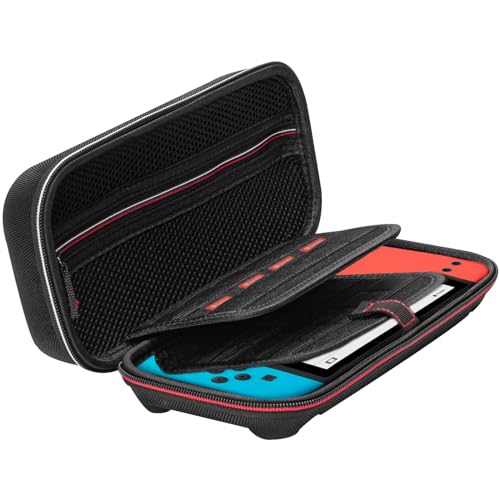 Geekria Carrying Case Compatible with Nintendo Switch and New Switch OLED Console, Protective Hard Shell Travel Bag with Space for Cable, Charger, Accessories and Game Card Storage Slot (Black)