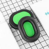 Geekria QuickFit Replacement Ear Pads for Razer BlackShark Stereo Gaming Headphones Ear Cushions, Headset Earpads, Ear Cups Cover Repair Parts (Black / Green)