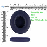 Geekria QuickFit Replacement Ear Pads for Beats Solo 3 (A1796), Solo 3.0 Wireless On-Ear Headphones Ear Cushions, Headset Earpads, Ear Cups Cover Repair Parts (Navy Blue)