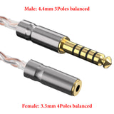 Geekria 4.4mm Balanced Male to 3.5mm Balanced Female Adapter, Silver-Plated Copper Audio Cable, Headphone Upgrade Converter Dongle, Balanced TRRRS to TRRS Jack Plug (0.5ft)