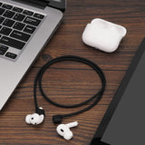 Geekria Wireless Earphone Magnetic Anti-Lost Strap Accessories, Soft Silicone Sport Earphones Anti-Lost Strap, Lanyard, Compatible with Airpods Full Range, SAMSUNG, Anker Soundcore (Black/2 Pack)