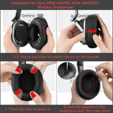 Geekria QuickFit Replacement Ear Pads for SONY MDR-HW700, MDR-HW700DS Wireless Headphones Ear Cushions, Headset Earpads, Ear Cups Cover Repair Parts (Black)