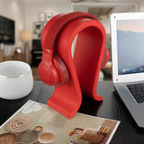 Geekria Vegan Leather Wooden Omega Headphone Stand for Over-Ear Headphones, Gaming Headset Stand, Desk Display Hanger Compatible with Sony, Bose, JBL (Red)