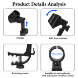 Geekria for Creators Drum Rim Microphone Clip, Universal Microphone Clamp Compatible with Shure SM57, SM58 Adjustable Drum Mic Clip, Shockproof Musical Instrument Supplies (Black / 2 Pack)