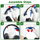 Geekria Earpad + Headband Compatible with Sony PlayStation Gold Wireless/PS4/PS3/PSV Gold Wireless Headphone Ear Pad and Headband Pad/Ear Cushion + Headband Cushion/ Repair Parts Suit (White/Blue)