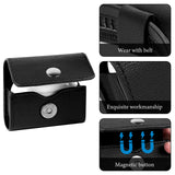 Geekria Belt Clip Earbuds Case Compatible with Apple AirPods Pro 3/2, AirPods 4, Leather Protective Pouch with Belt Loop, Holster Holder for Bag Strap and Travel (Black)
