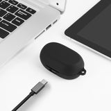 Geekria Silicone Case Cover Compatible with Jabra Elite 7 Pro, Jabra Elite 7 Active True Wireless Earbuds, Protective Earphones Skin Cover with Keychain Hook, Charging Port Accessible (Black)