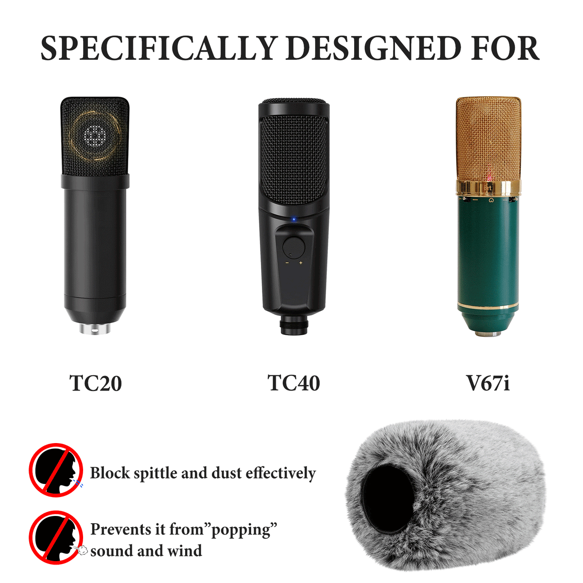 2 Coupe-vent Furry Pour Micro Audio-Technica AT2020, AT2035, AT4040 Etc. - Réduction Bruit Vent Et Plosives - 8