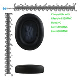 Geekria QuickFit Replacement Ear Pads for JBL Live 650 BTNC, Lifestyle E65BTNC, Duet NC, Live 660 NC Ear Cushions, Repair Parts (Black)