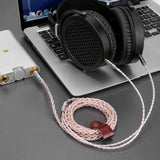 Geekria Apollo Copper Silver Braid Upgrade Audio Cable Compatible with HIFIMAN SUSVARA UNVEILED SUNDARA Ananda Arya HE4XX, 3.5mm to Dual 3.5mm Male Replacement Headphones Cord (8.2ft / 2.5m)