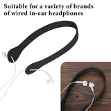 Geekria Earphones Neck Strap, Soft Vegan Leather Anti-Lost Earbuds Holder Neck Band Compatible with Apple EarPods and Other Wired Headphone (Black)