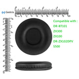 Geekria QuickFit Protein Leather Replacement Ear Pads for Sony DR-BT101, ZX300, ZX100, DR-ZX102DPV, S500 Headphones Ear Cushions, Headset Earpads, Ear Cups Cover Repair Parts (Black)