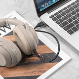 Geekria USB Headphones Vegan Leather Short Charger Cable Compatible with Sony WH-1000XM5 WH-1000XM4 WH-ULT900N WH-XB920N WH-XB910N Charger, USB to USB-C Replacement Power Charging Cord (1ft/30cm)