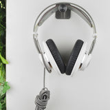 Geekria Extensible Headphone Wall Mount, Stainless Steel Stick-On with 3M Adhesive Hooks Under Desk, Dual Headset Wall Mount for All Headphones