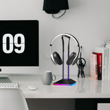 Geekria ABS RGB Headphones Stand for Over-Ear Headphones, Gaming Headset Holder, Desk Display Hanger with Solid Heavy Base Compatible with Sennheiser, Bose, Beats, Razer, AKG, Sony PS4 (Black)