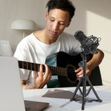 Geekria for Creators Telescoping Tabletop Tripod Microphone Stand, Desktop Mic Stand with Foldable Non-Slip Feet, Compatible with Audio-Technica AT2020, AKG P120, P220, CAD Audio GXL1800