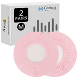 Geekria 2 Pairs Knit Headphones Ear Covers (Product Safety Certified), Washable & Stretchable Protectors for Over-Ear Headsets, Sweat-Resistant (Size M / Pink)