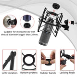 Geekria for Creators Microphone Shock Mount Compatible with ATH AT2020, AT2020USB, AT2020USB+, AT2020USBi, ATR2500X-USB, Mic Anti-Vibration Suspension Adapter Clamp (Black / Metal)