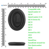 Geekria Elite Sheepskin Ear Pads for Bose QCSE QC45 QC35 QC35 ii QC25 QC15 QC2 AE2 AE2i AE2w SoundTrue SoundLink Around-Ear New Quietcomfort Headset Earpads, Ear Cups Cover Repair Parts (Black)