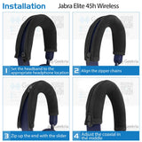 Geekria Flex Fabric Headband Cover Compatible with Jabra Elite Elite 45h, Evolve2 65 UC, Evolve2 40 UC Headphones, Head Top Cushion Pad Protector, Replacement Repair Part, Sweat Cover (Black)