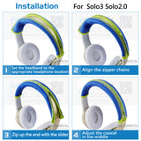 Geekria Stretchable and Washable Earphone Covers and Headband Cover Fits Beats Solo Pro, Solo3, Solo2 Wireless Headphone / Ear Cushion Covers / Earpad Protectors + Headband Protector (Pop Indigo)