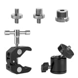 Geekria for Creators Crab Clamp with Ball Head Mount for Microphone, Mic Stand & Desk Mount Compatible with Gopro, DSLR, Smartphone, Action Cameras (Black)